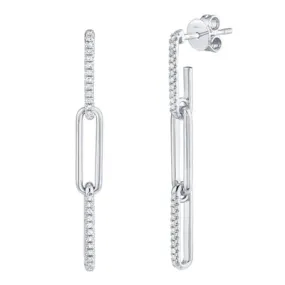 0.17ctw Diamond Paper Clip Link Earrings