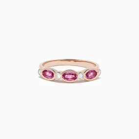 14K Rose Gold Pink Sapphire and Diamond Ring, 0.88 TCW