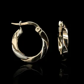 14K Two-tone Gold Estate Twisted Hoop Earrings