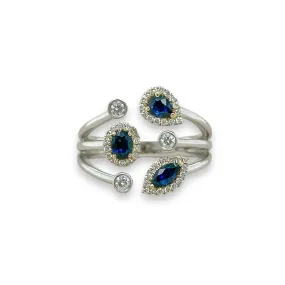 14K W Gold 0.56ctw Sapphire and 0.26ctw Diamond Ring