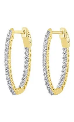 14K Yellow Gold Diamond Hoop Earrings - .50ctw