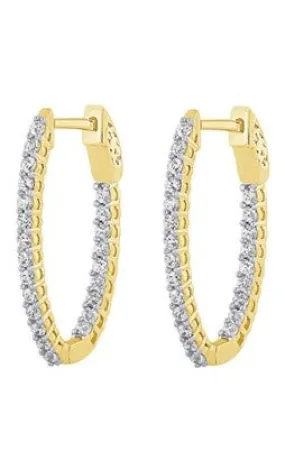 14K Yellow Gold Diamond Hoop Earrings - .50ctw