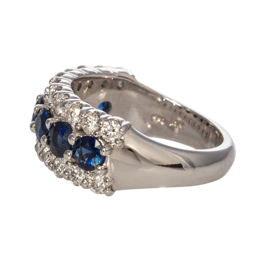 1.7ct Sapphire & 1.1ct Diamond 14K White Gold Anniversary Ring