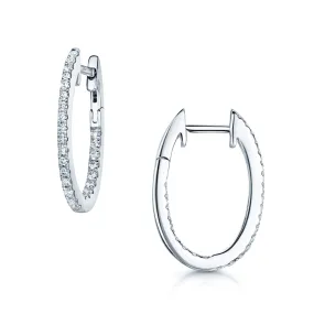 18ct White Gold Claw Set Diamond Half Hoop Hinged Earrings