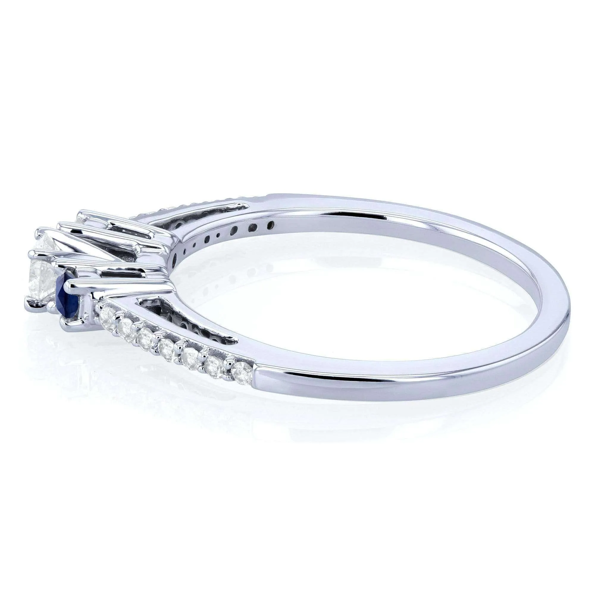 3-Stone Diamond & Sapphire Ring - 1/4ct.tw