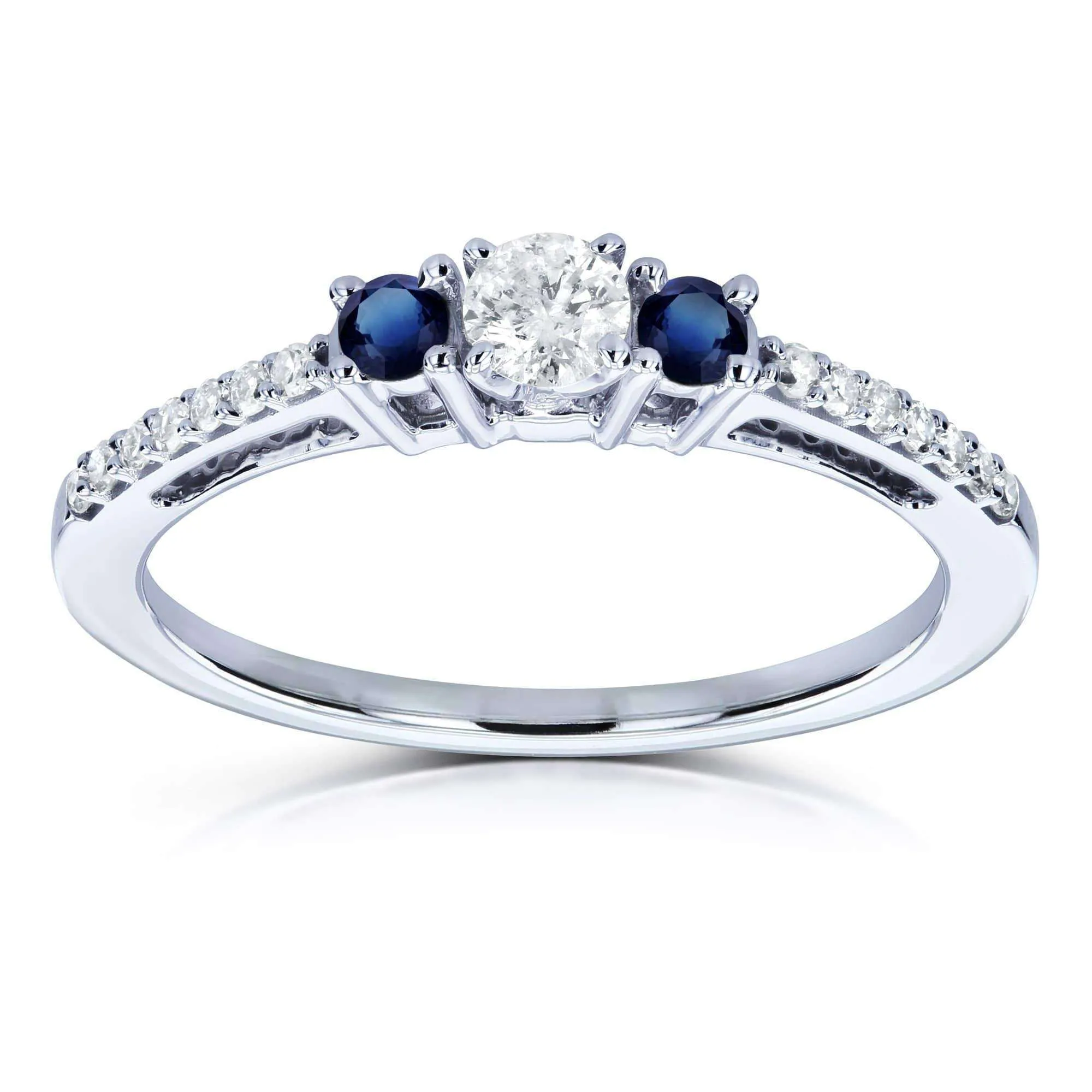 3-Stone Diamond & Sapphire Ring - 1/4ct.tw