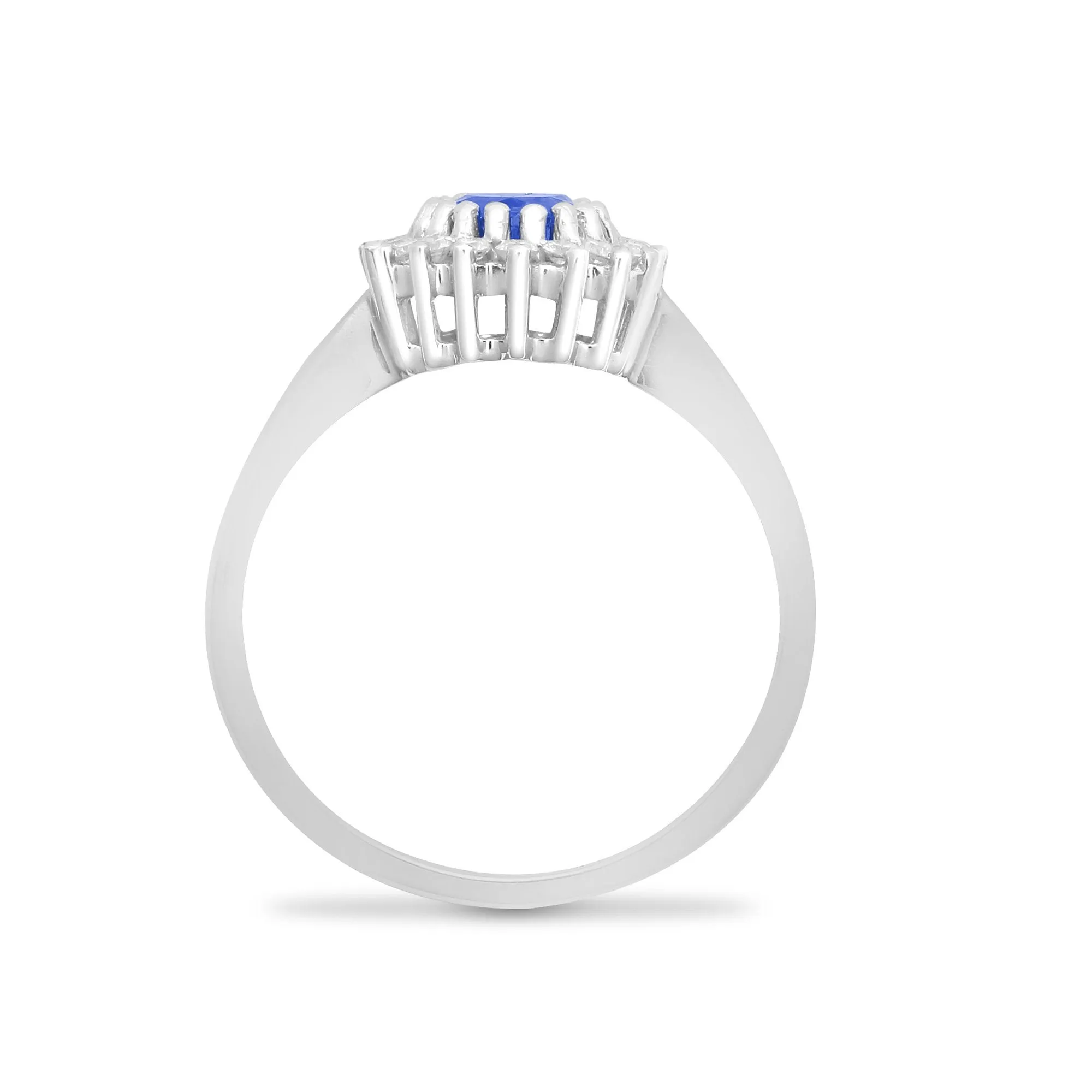 9ct White Gold Diamond And Sapphire Ring