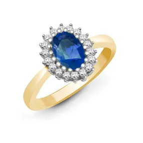 9ct Yellow Gold Diamond And Sapphire Ring