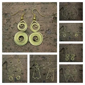 Assorted set of 10 Thailand Hill Tribe Hand Made Brass Dangle Earrings