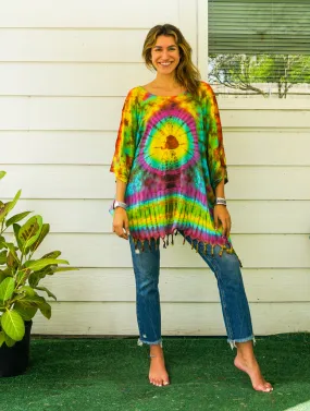 B4928- Hand Dyed Tunic Boho Kaftan Blouse Hippie Oversize Tops