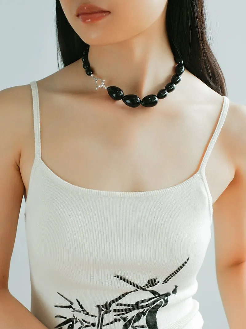 Black Gradient Water Drop Black Agate Necklace