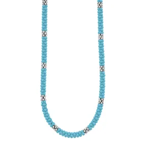 Blue Caviar Silver Station Ceramic Beaded Necklace 5mm