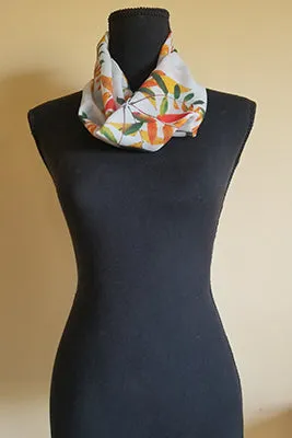 Chiffon Scarf - Sumac Leaves on White