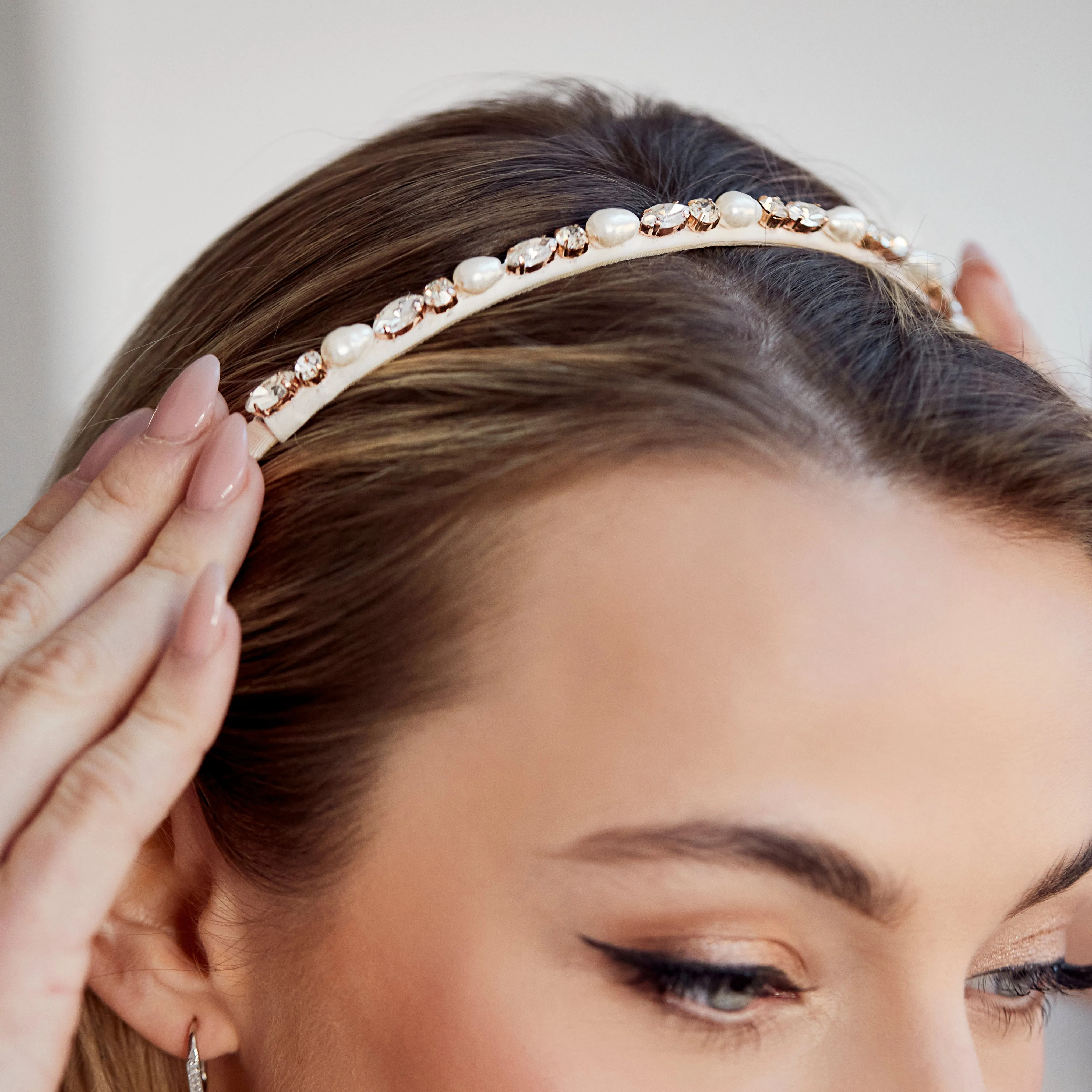 Chloe Pearl and Crystal Slim Headband