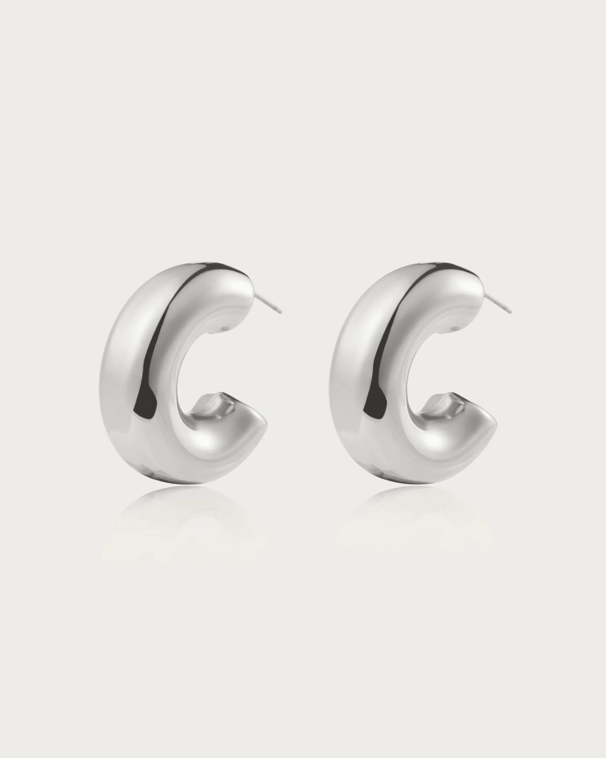 Chunky Hoop Earrings in Silver