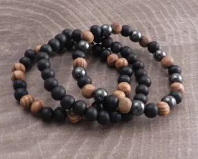 Earth Wood Bead Bracelet 3 pack