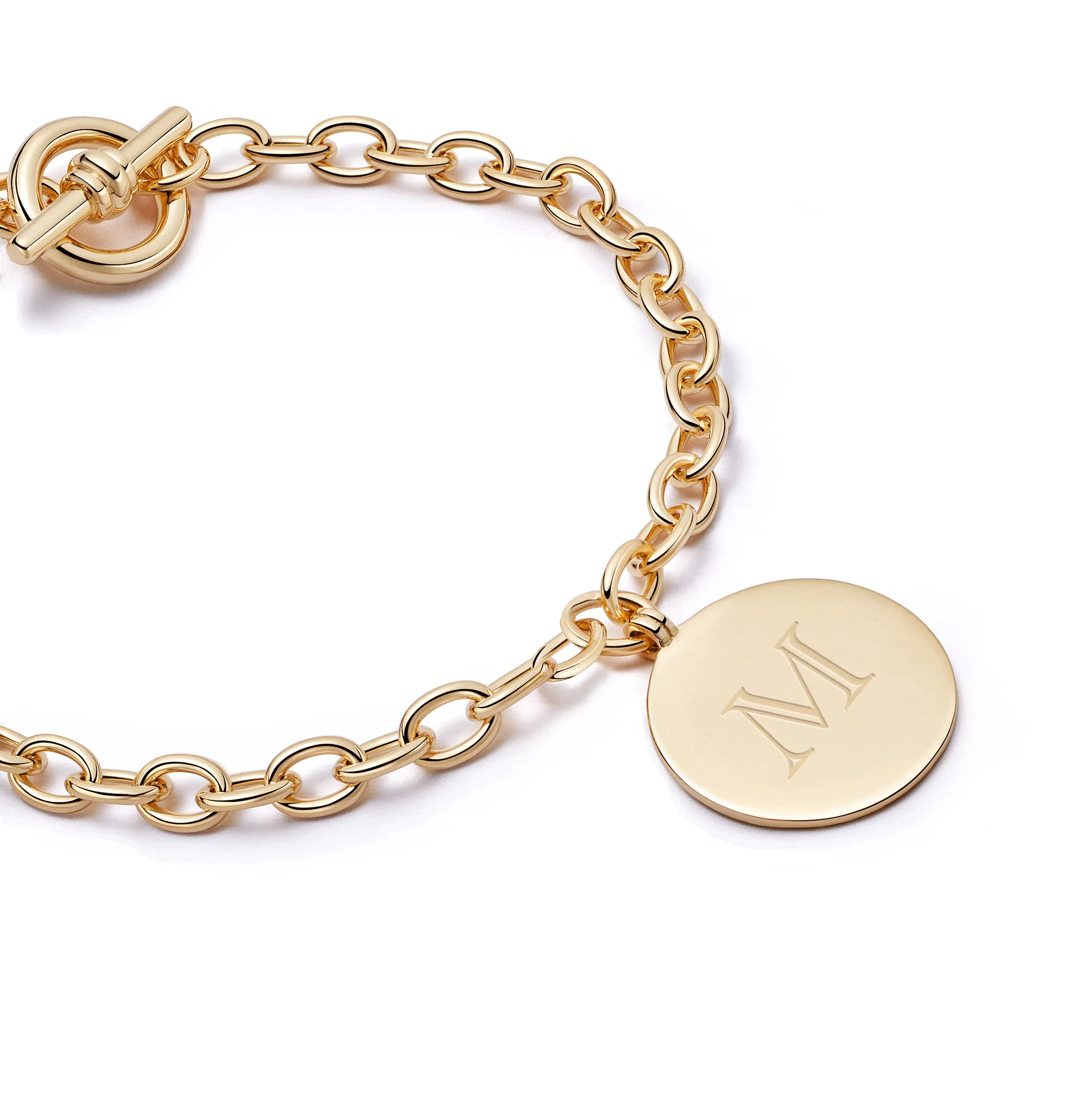 Engravable Medallion Bracelet 18ct Gold Plate