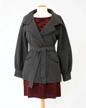 Eva Felted Alpaca Belted Jacket with Leather Detail