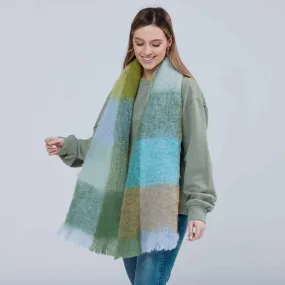 Luxurious Foxford Blue and Green Mohair Scarf – Soft, Cozy, and Stylish Accessory