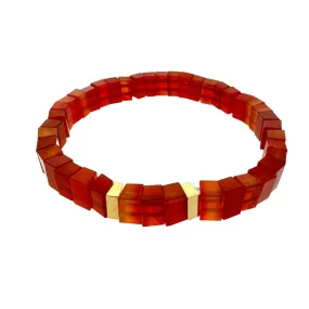 Gold Beads on a Carnelian Beaded Bracelet