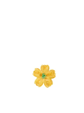 Gold Filigree Flower Emerald Earring