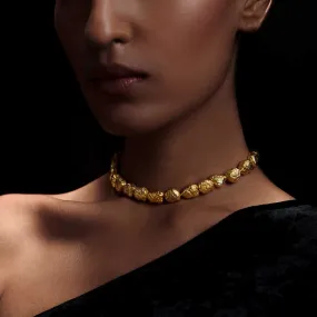 Gold nuggets Choker Necklace