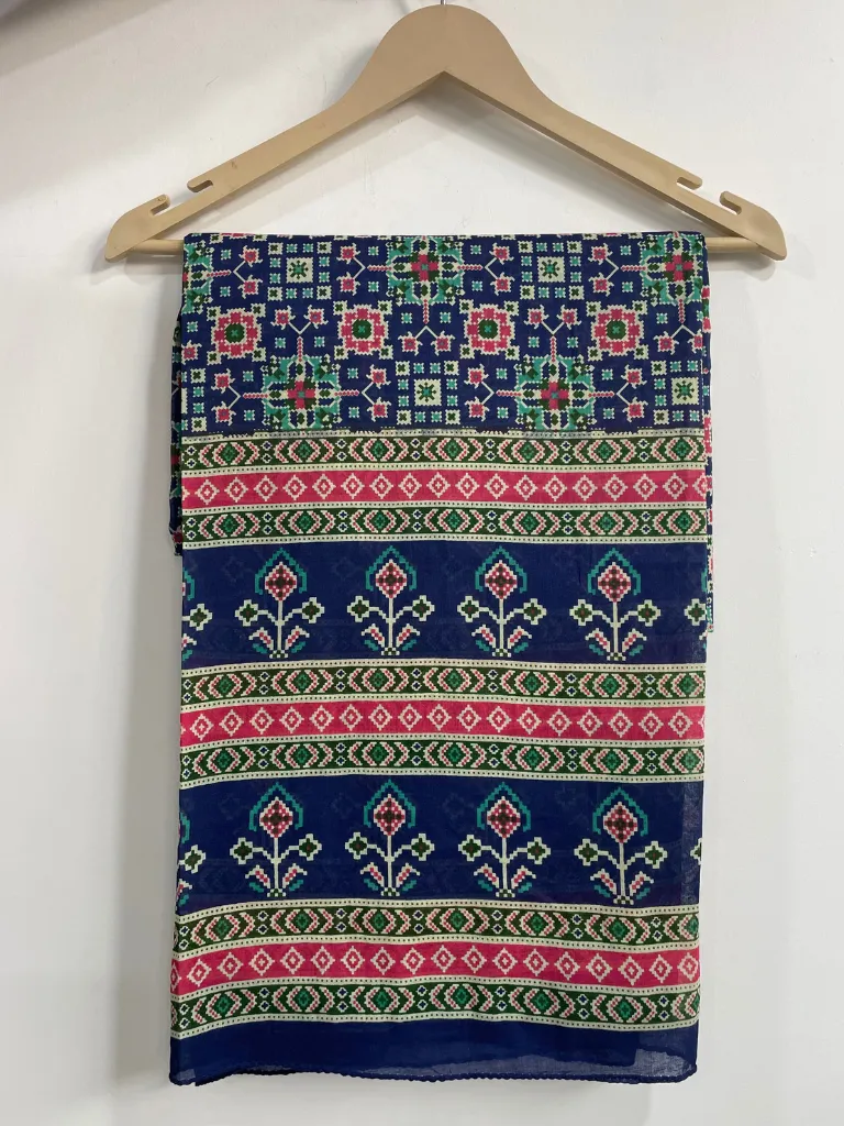 Indigo Kalamkari Cotton Dupatta