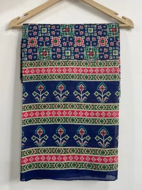 Indigo Kalamkari Cotton Dupatta