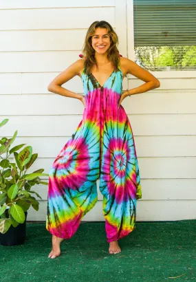 J15- Hand Dyed Wide Leg Boho Hippie Jumpsuits Rompers Pants