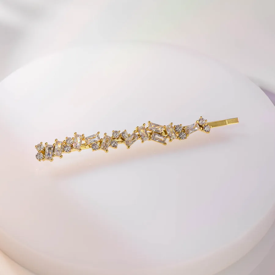 Jagged Baguette Gold Hair Clip