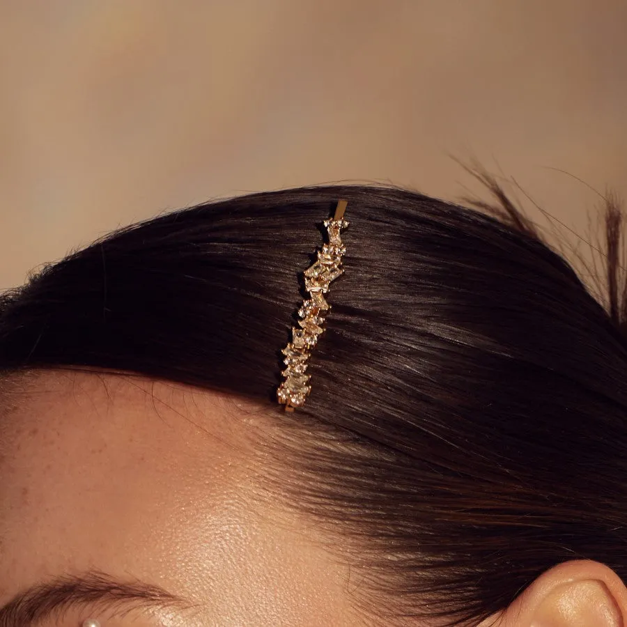 Jagged Baguette Gold Hair Clip