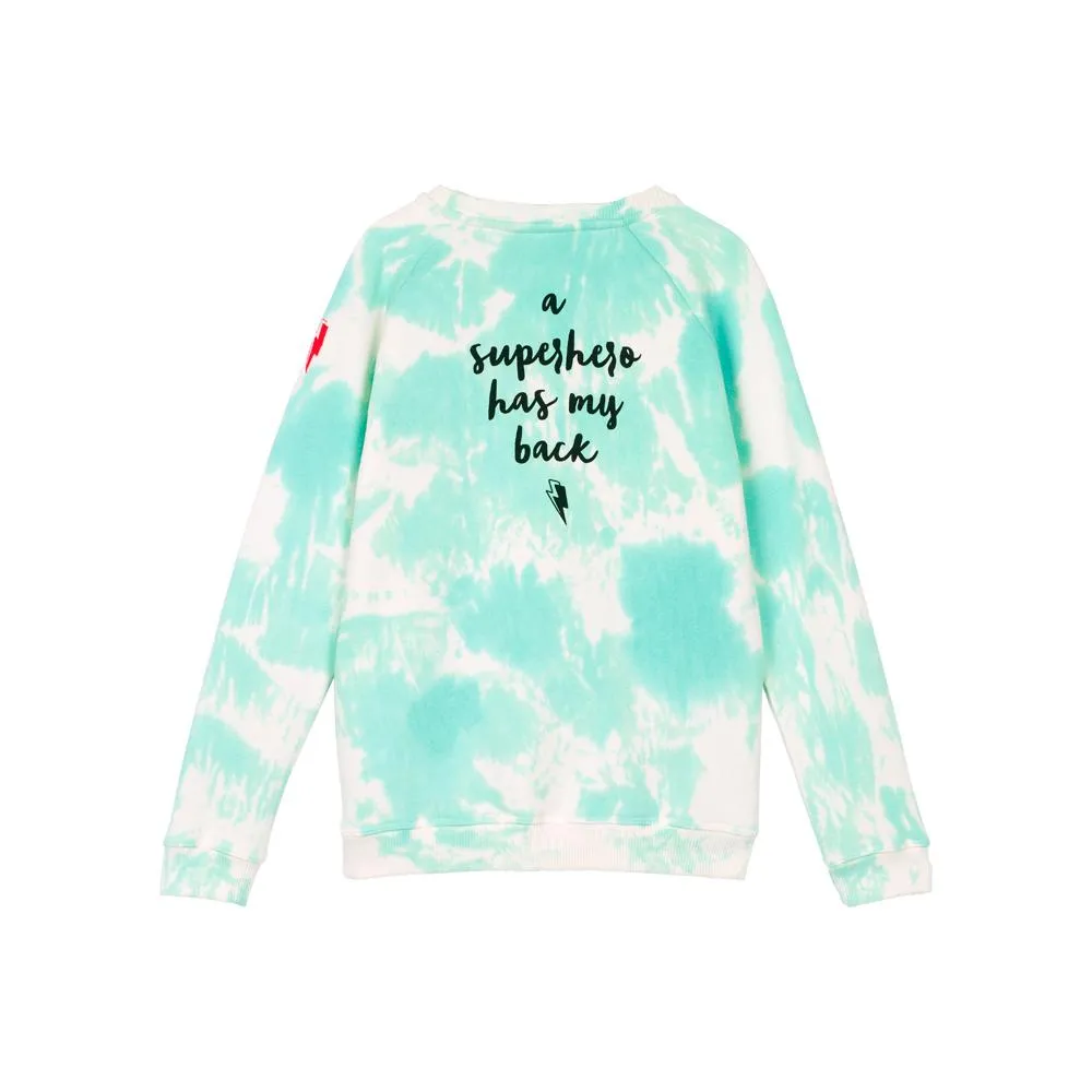 Kids Super Soft Sweatshirt - Aqua and white tie dye