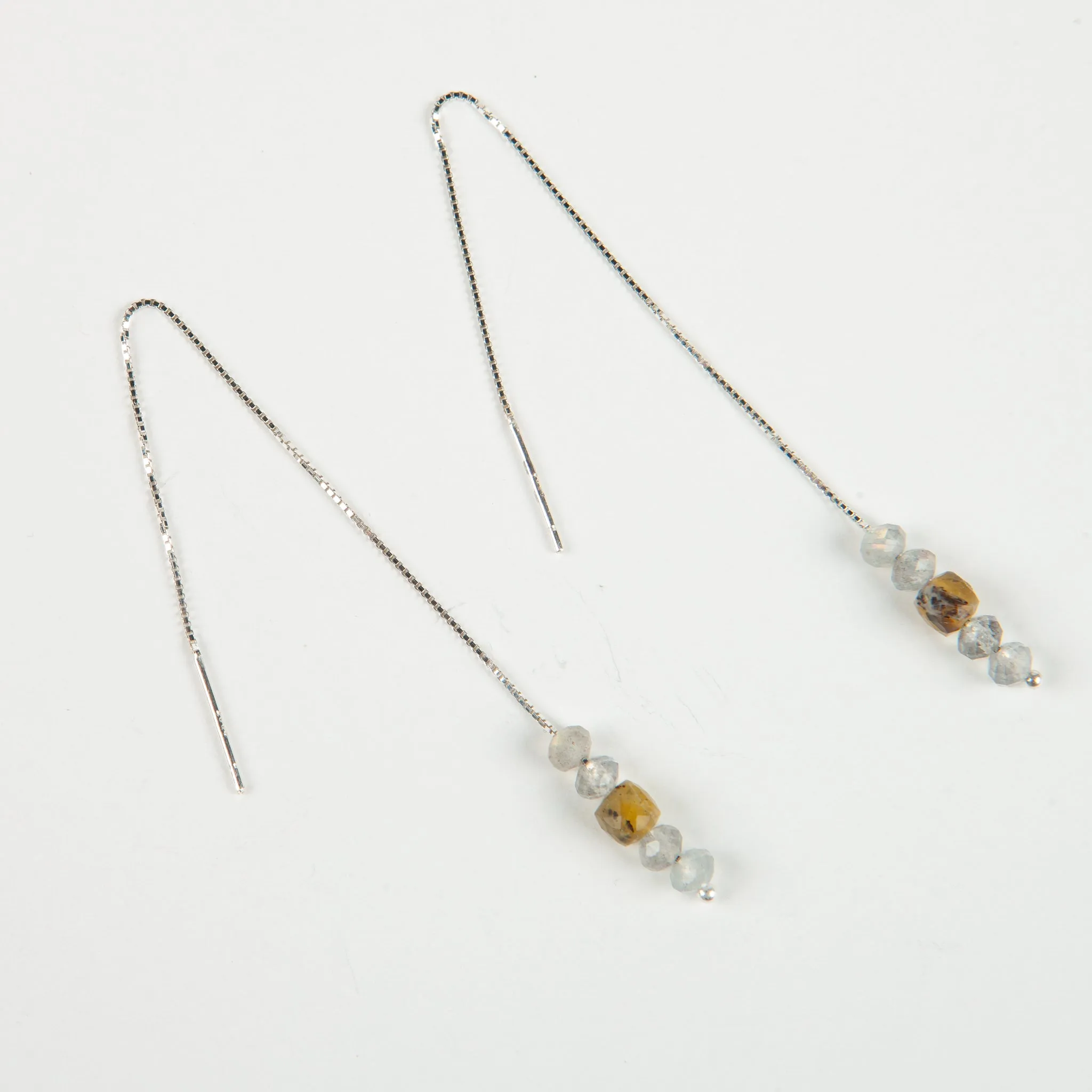 Labradorite & Yellow Opal Threader Earrings