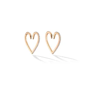 Large Rose Gold Endless Hoop Earrings with White Diamonds