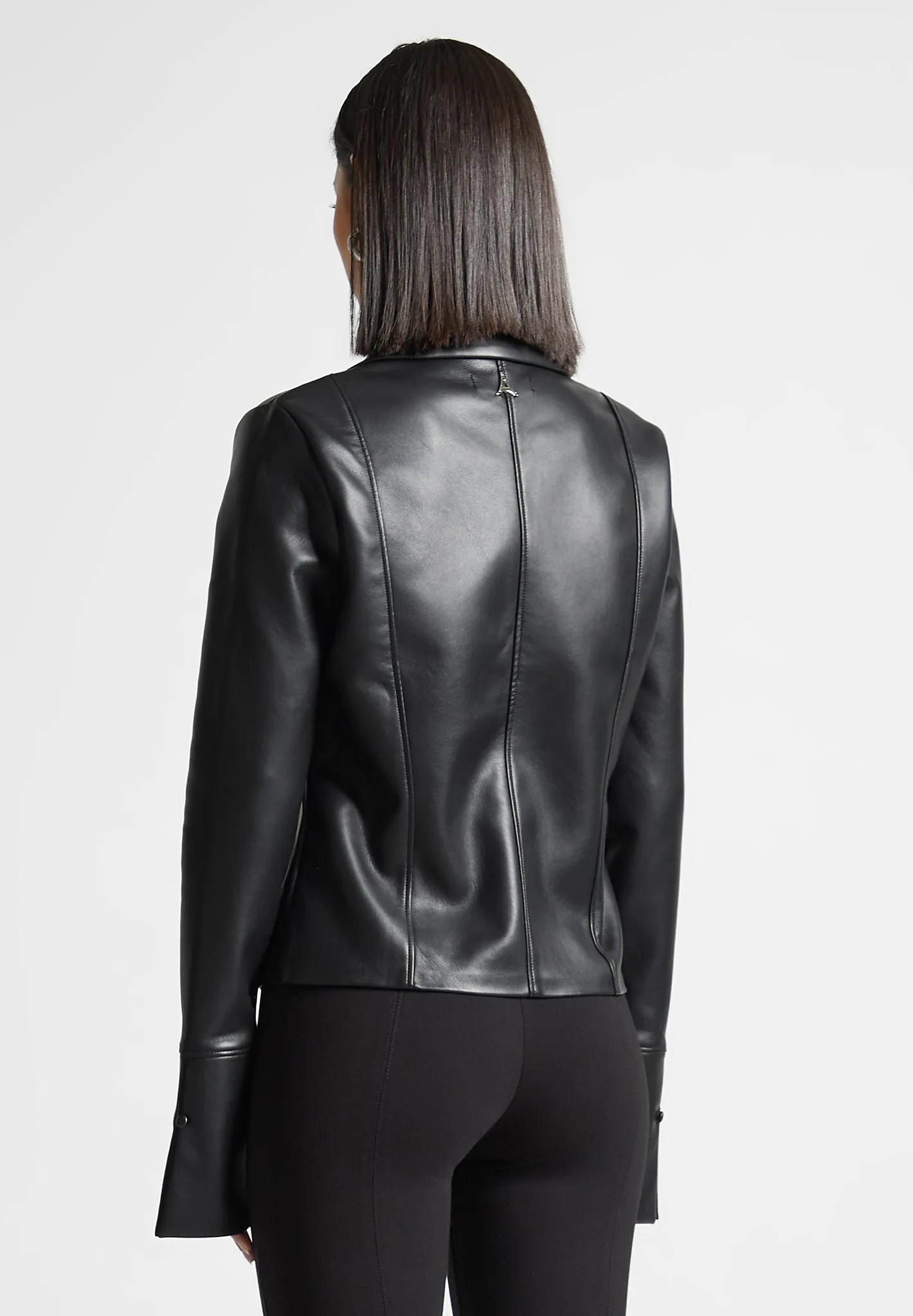 Leather Shirt with Clasp - Black