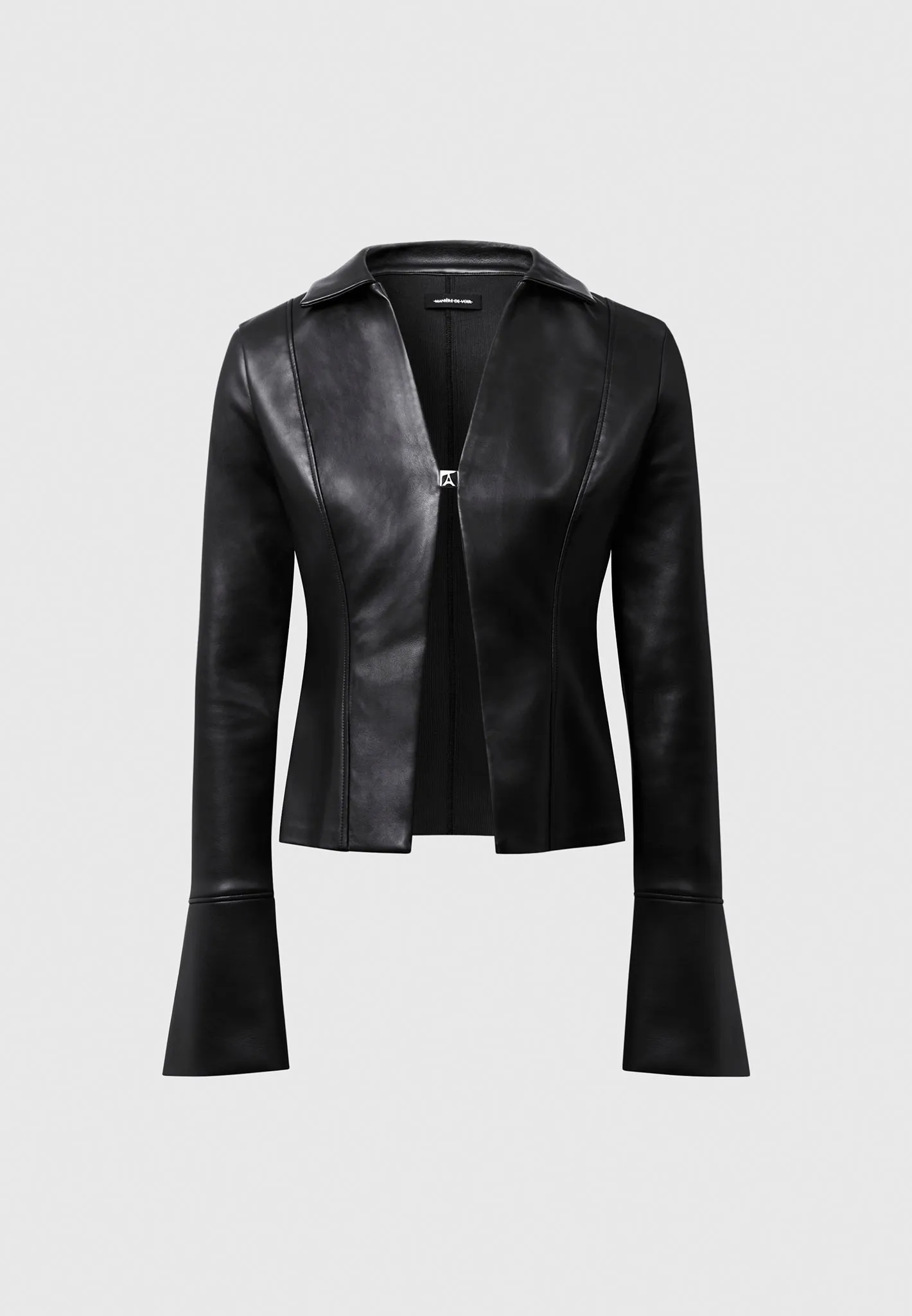 Leather Shirt with Clasp - Black