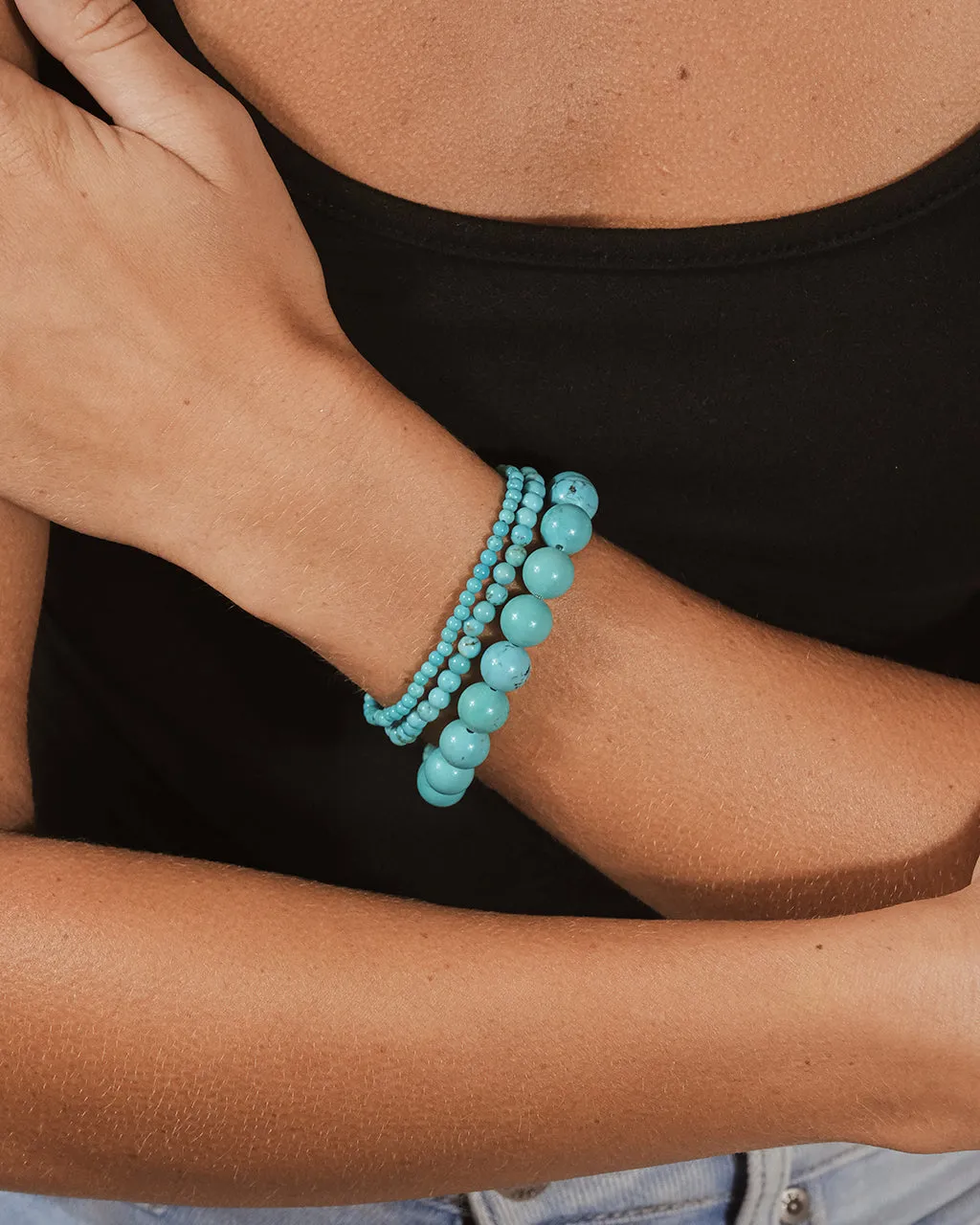 Light Turquoise Stretch Bracelet Set of 3