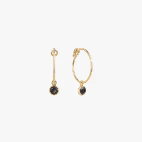 Little Black Bezel Hoop Earrings