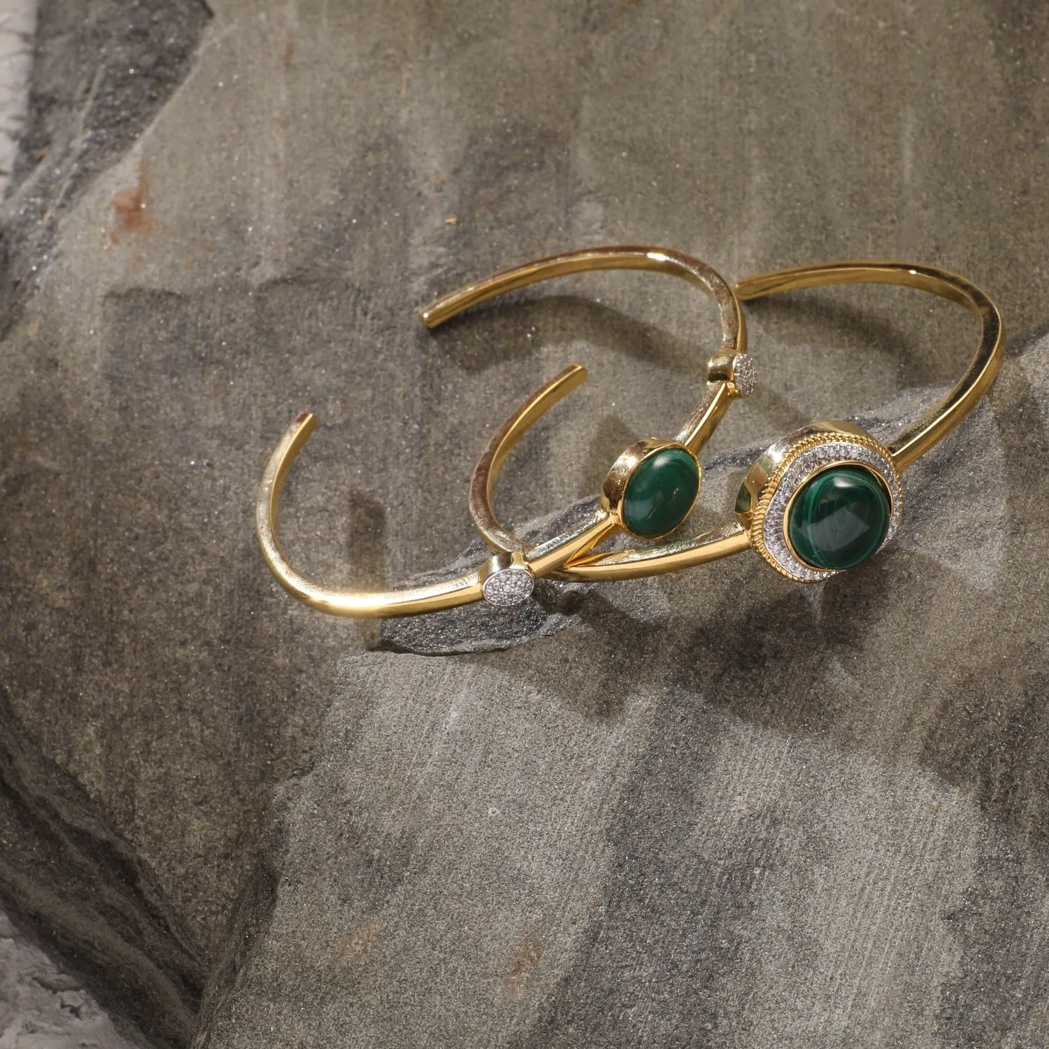 Malachite Wave Silver Cuff Bracelet