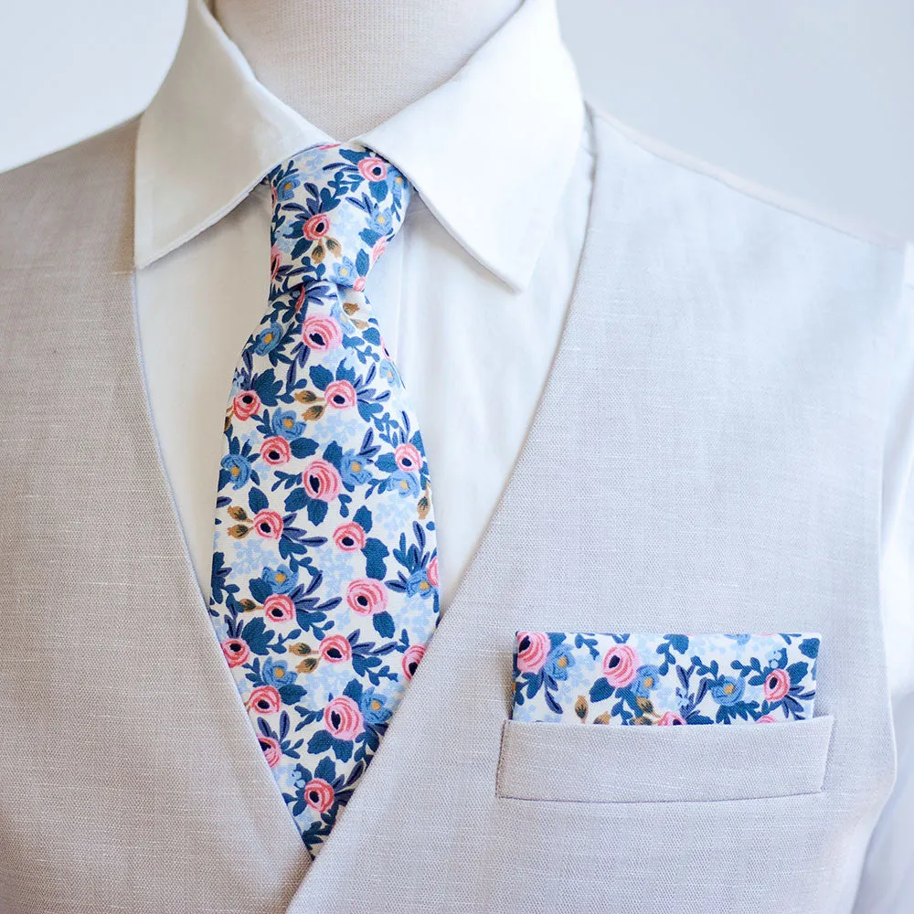 Men's Necktie / Rosa In Periwinkle