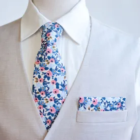 Men's Necktie / Rosa In Periwinkle