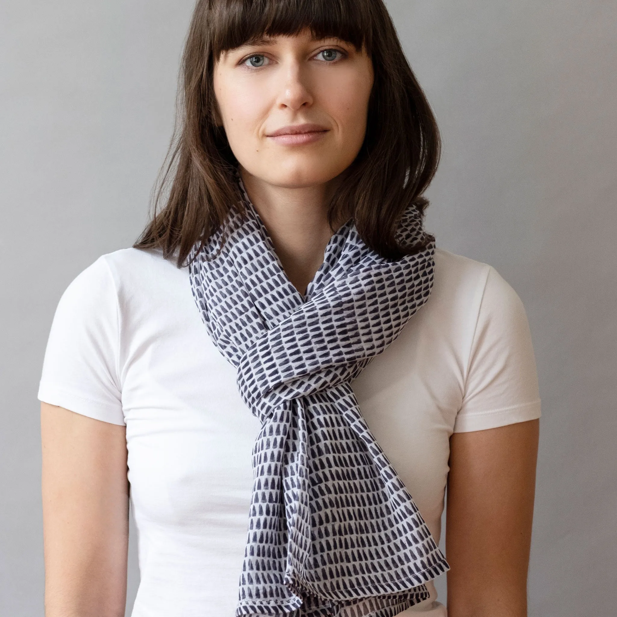 Nya Navy Block Printed Scarf