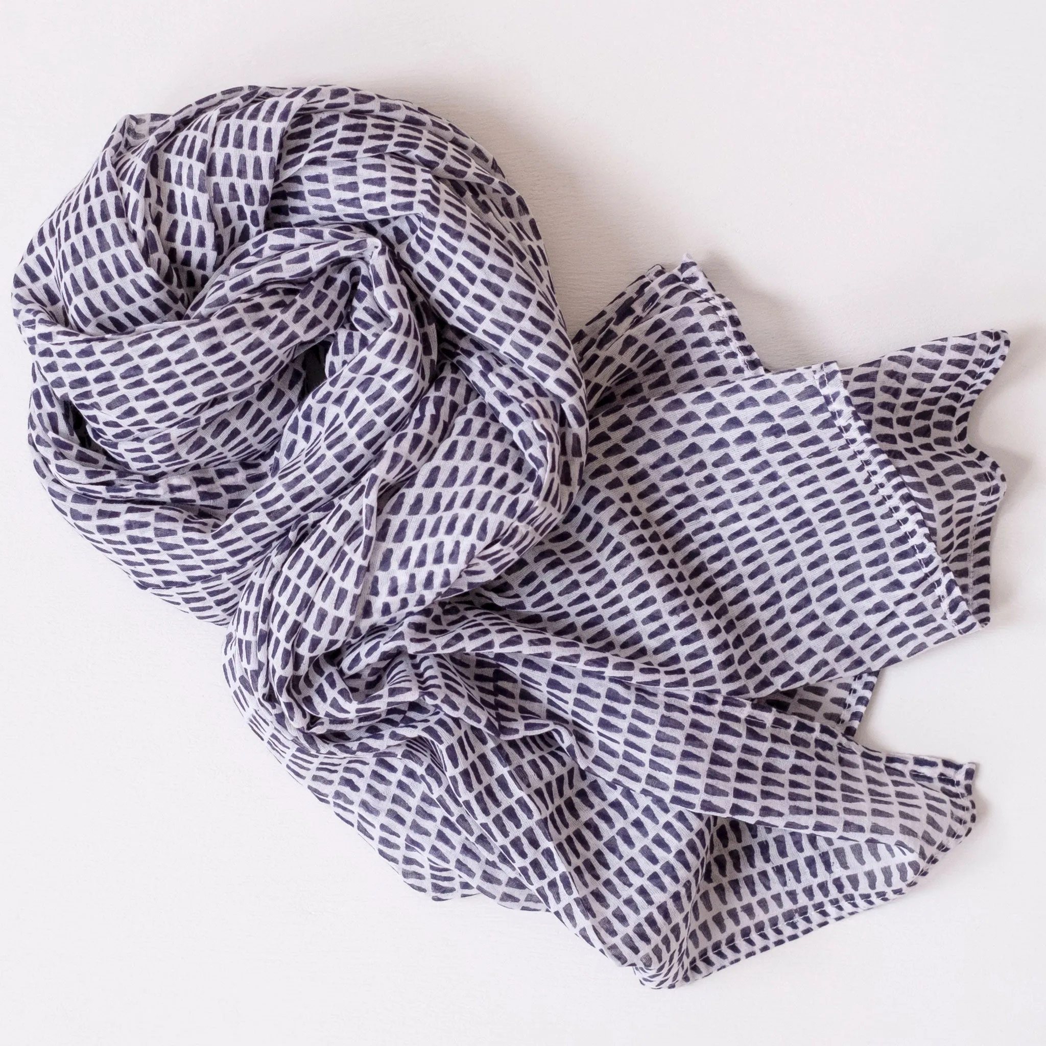 Nya Navy Block Printed Scarf