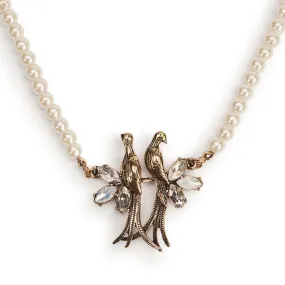 Pearl Love Birds Necklace: Pearl Choker Necklace