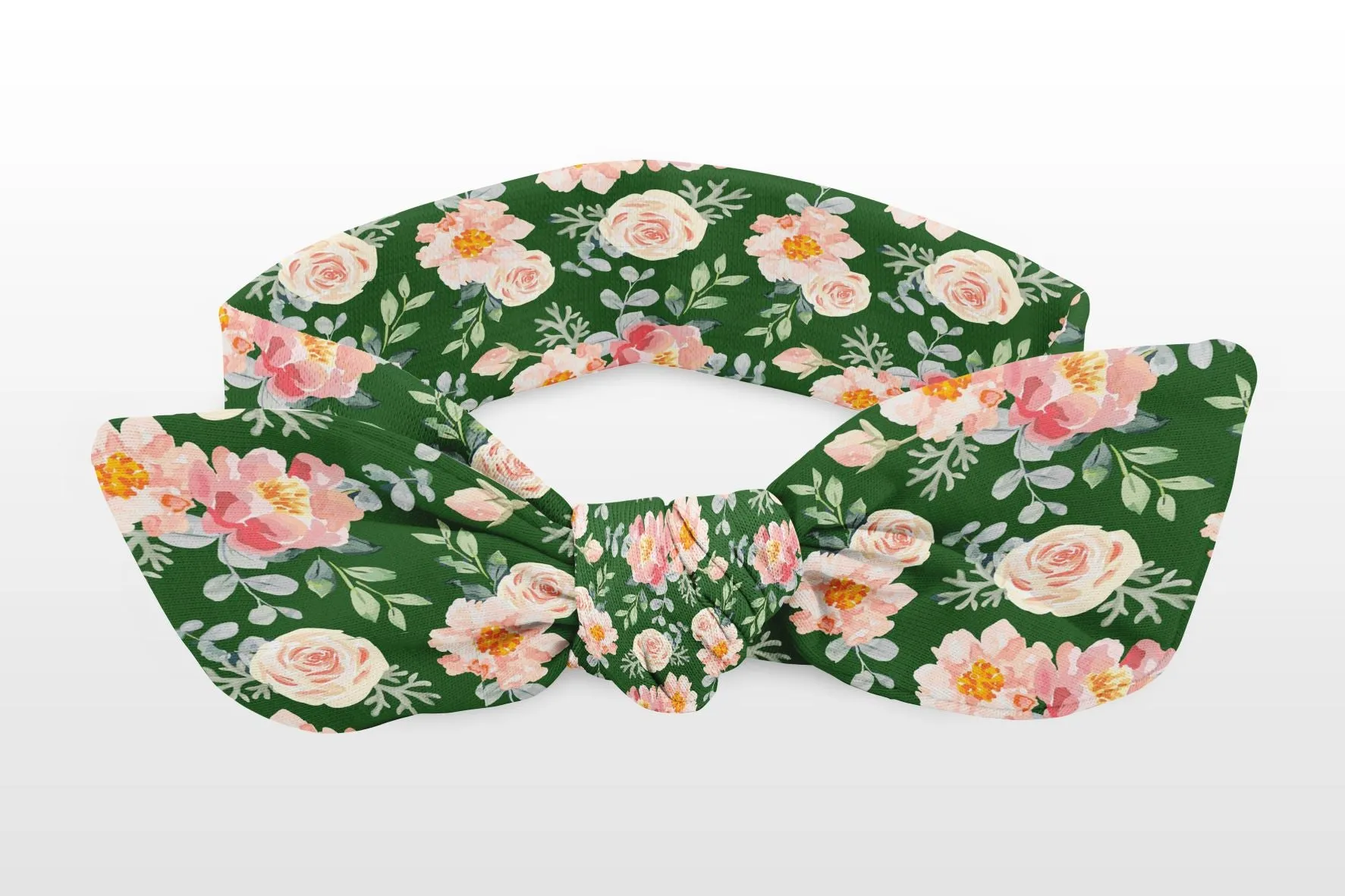 RAVEbandz The Rookie- Bow Knot Headband (Green Floral)