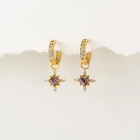 Sierra Light Amethyst Charm Hoop Earrings