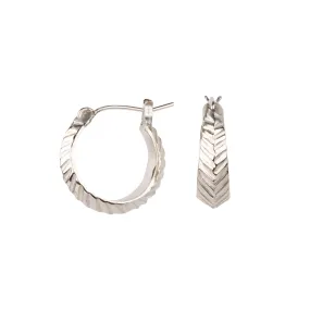 Silver Herringbone Hoops