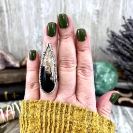 Unique Size 7 Large Fossilized Palm Root Statement Ring in Fine Silver / Foxlark Collection - One of a Kind