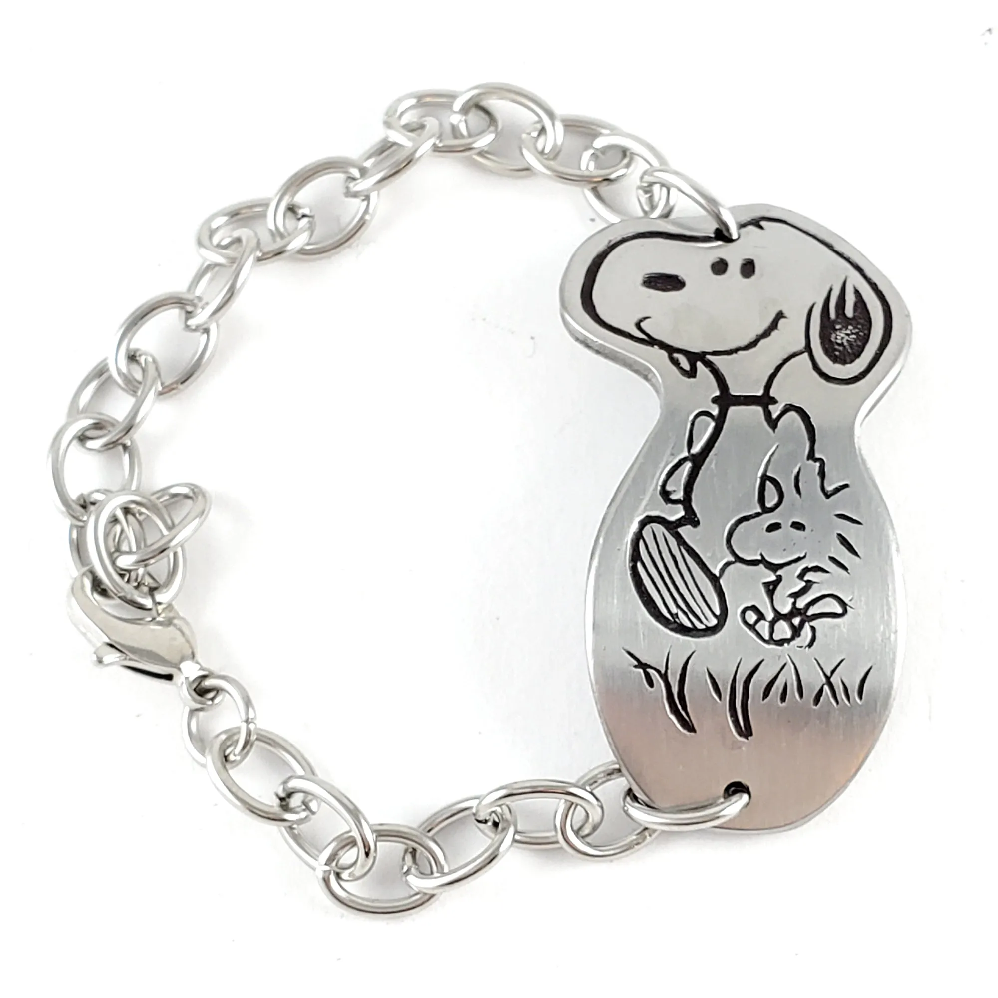 Vintage Snoopy & Woodstock Stainless Steel Spoon Bracelet