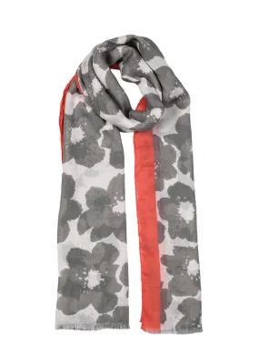 Women’s Abstract Floral Print Lightweight Scarf with Border